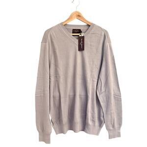 Black Brown 1826 Supima Cotton V-Neck Sweater XL Shark Grey NWT